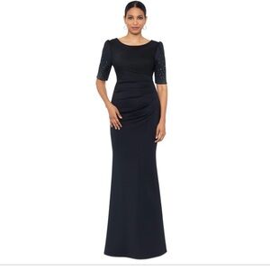 Xscape Black Beaded Sleeve Gown